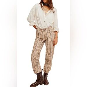 NWT Free People Super Sonic Stripe Print Low Rise Slim Utility Pants Size 6